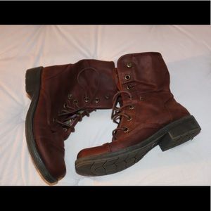 Brown combat boots